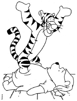 coloriage tigrou saute sur winnie l ourson